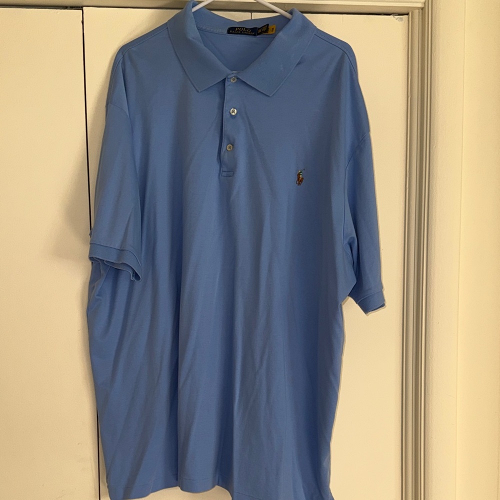 Big And Tall Polo by Ralph Lauren Classic Fit Light Blue Cotton Polo Shirt